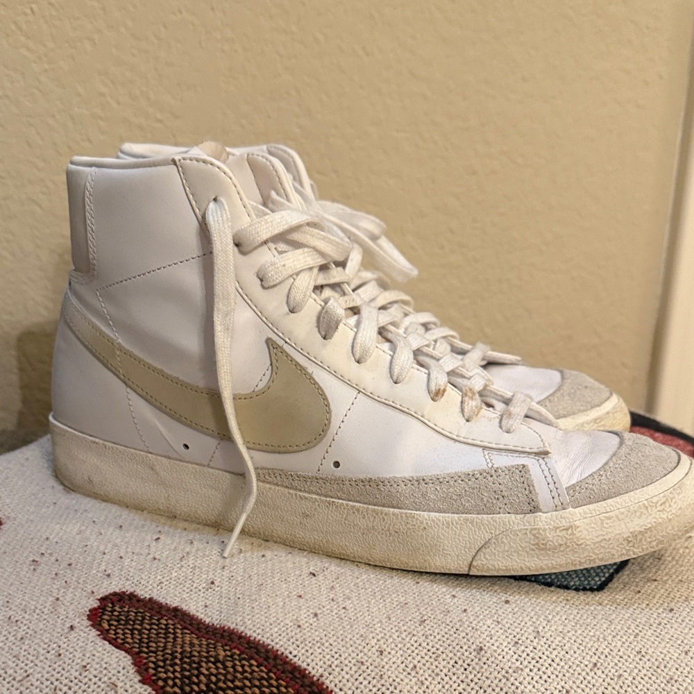 Nike White and Tan High-Top Sneakers